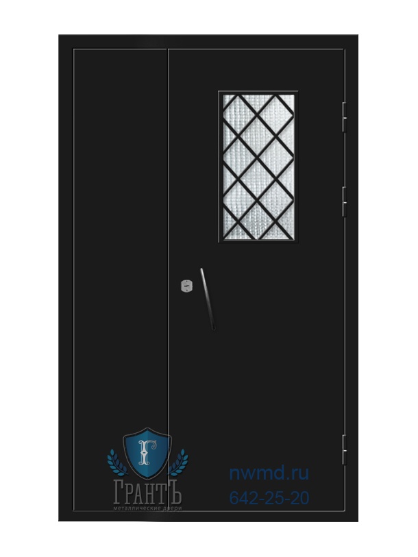 Входная дверь со стеклом и решеткой - 04-36