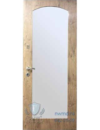 Шумоизолированная дверь порошковое напыление "Шагрень" - МДФ  с зеркалом